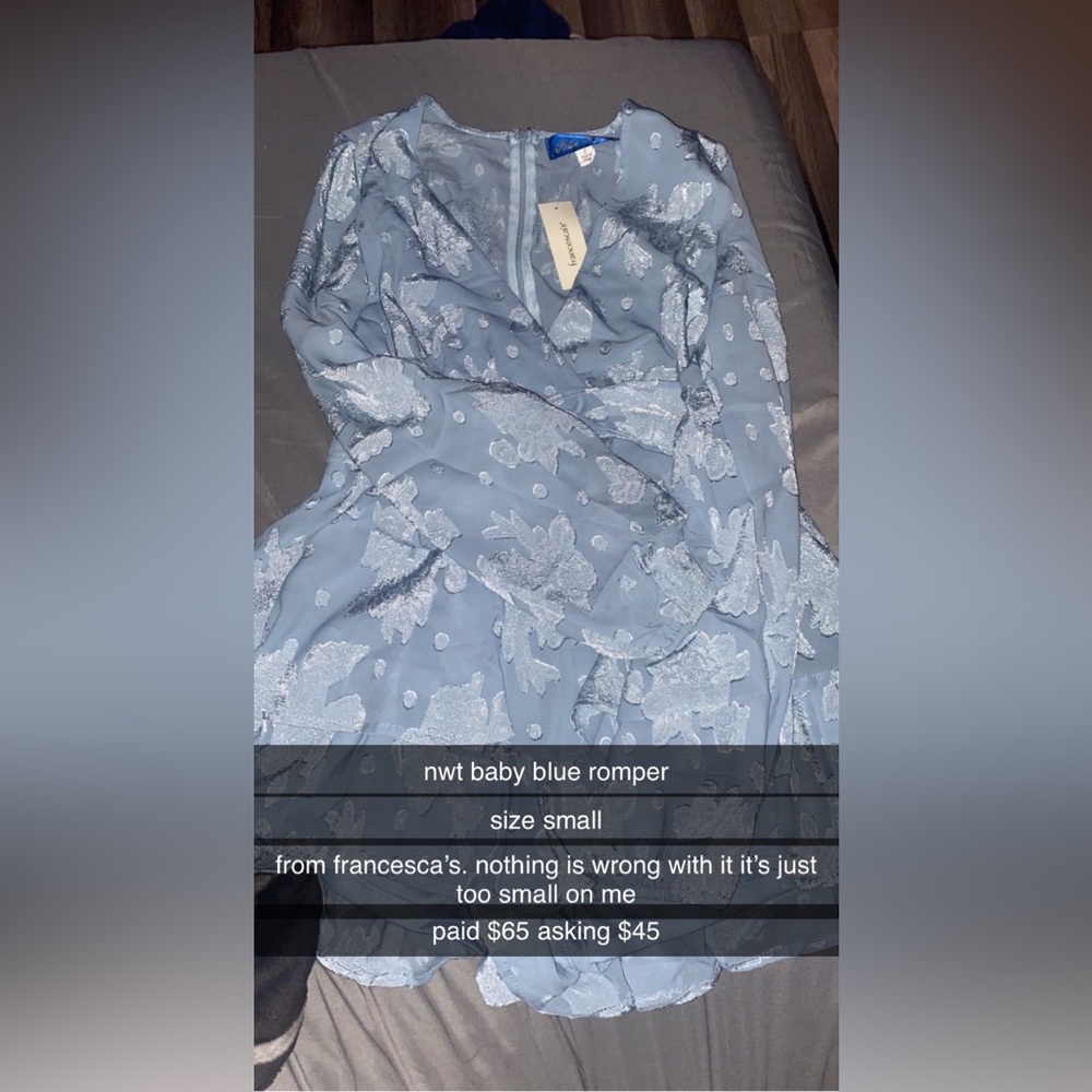 baby blue romper from francesca’s